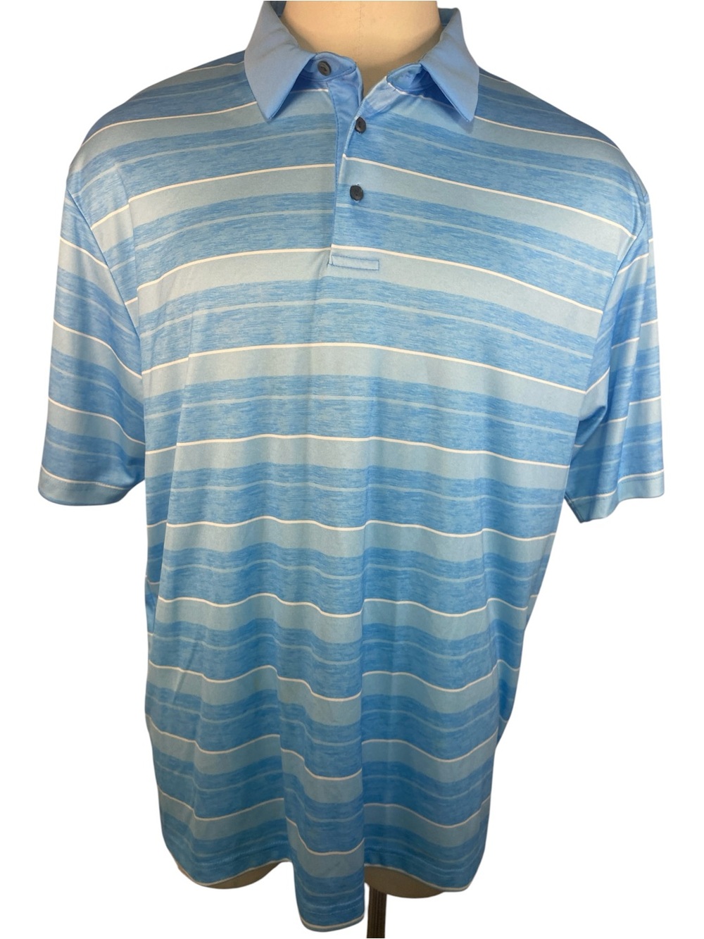 Ben Hogan Performance Light Blue & White Striped Men's Polo Golf Shirt 2XL